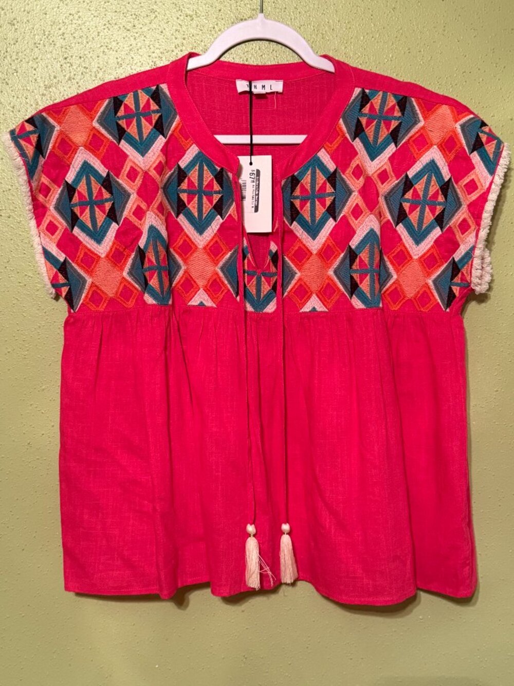New With Tags THML Hot Pink Aztec Top Medium